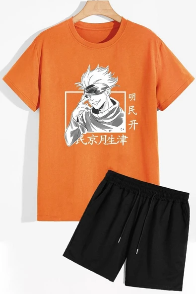 Rahat Tasarım Anime Şort T-shirt Eşofman Takımı