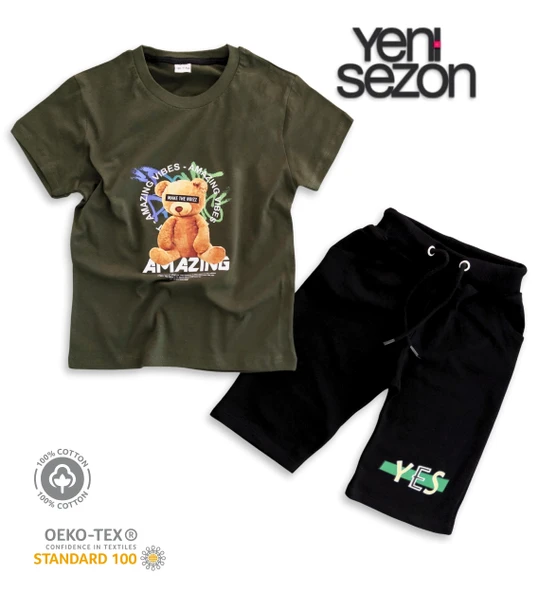 Triliya Pamuklu Unisex Çocuk Kapri Takımı (Cepli & Kordonlu, 3-12 Yaş) TRL-26 - 4