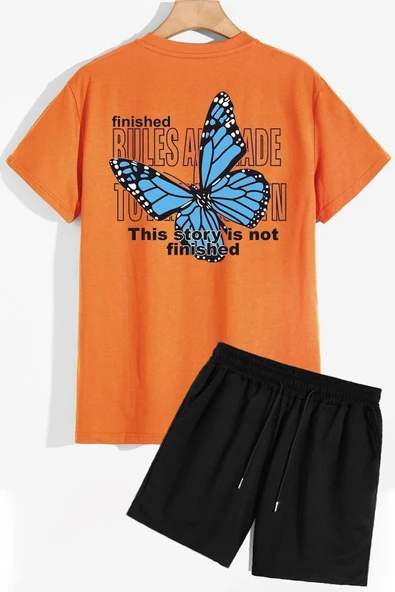 Sırt Baskılı Şort T-shirt Eşofman Takımı