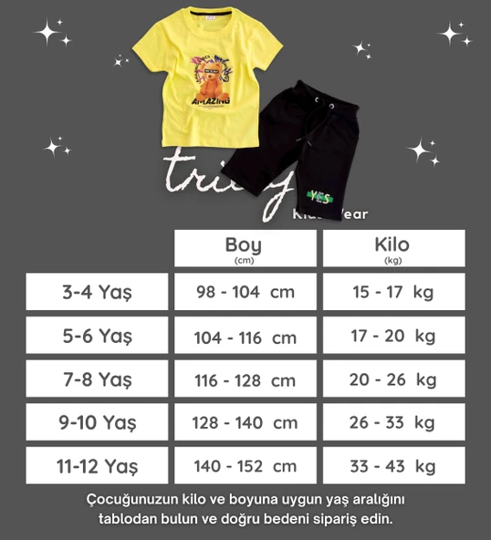 Triliya Pamuklu Unisex Çocuk Kapri Takımı (Cepli & Kordonlu, 3-12 Yaş) TRL-26 - 10