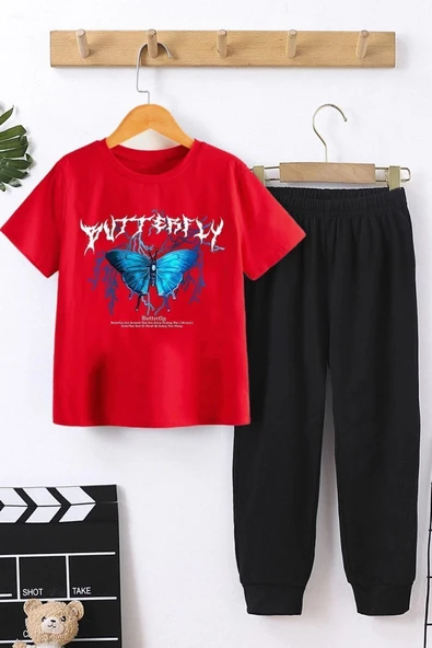 Sunny Kids Blue Butterfly Alt - Üst Eşofman Takımı