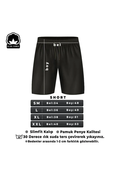 Tasarım Baskılı Pamuk Penye Short - 4