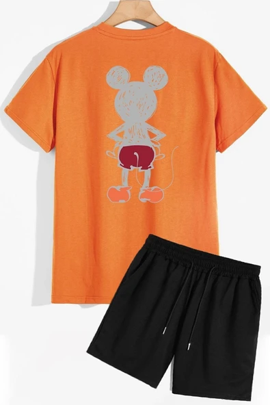 Sırt Baskılı Şort T-shirt Eşofman Takımı