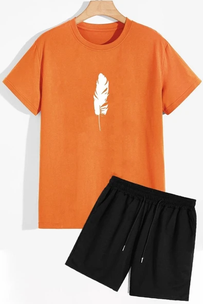 Tüy Baskılı Şort T-shirt Eşofman Takımı - Resim 7