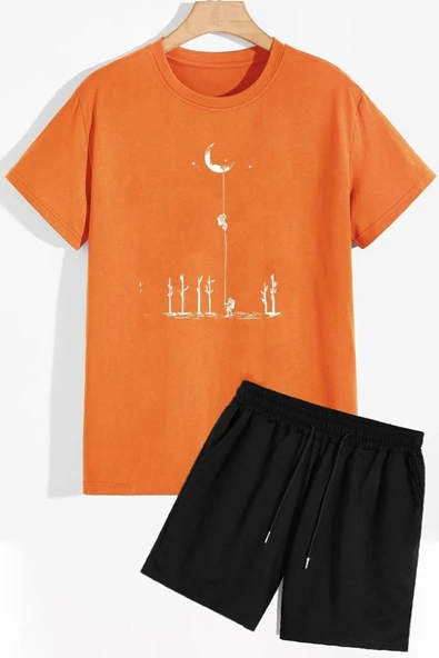 Uzay Temalı Şort T-shirt Eşofman Takımı - Resim 3