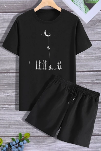 Uzay Temalı Şort T-shirt Eşofman Takımı