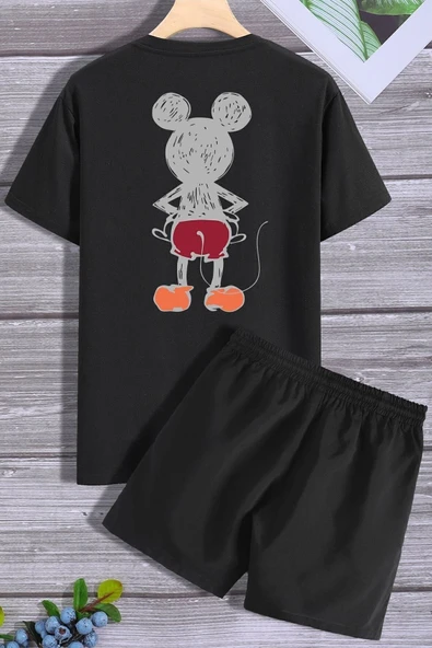 Sırt Baskılı Şort T-shirt Eşofman Takımı - Resim 10