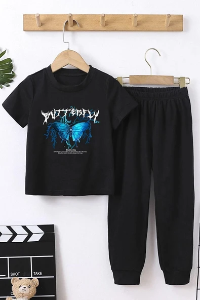 Sunny Kids Blue Butterfly Alt - Üst Eşofman Takımı - Resim 4