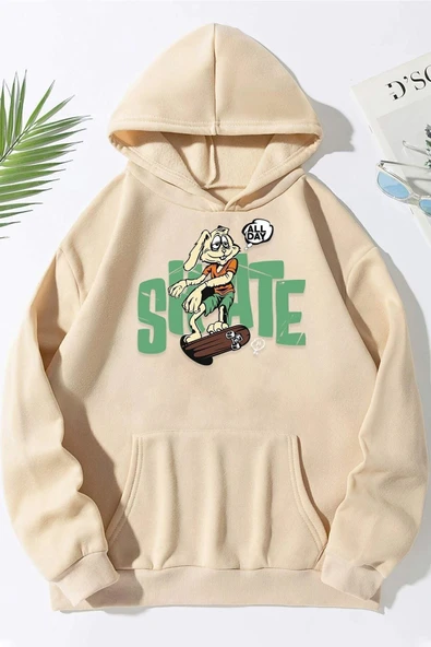 All Day Rabbit Baskılı Sweatshirt