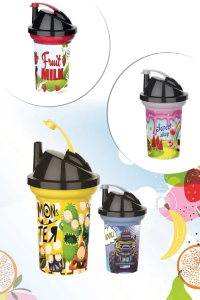 Tedy Pipetli Çocuk Içecek Bardağı Desenli Bardak 300ml - 2