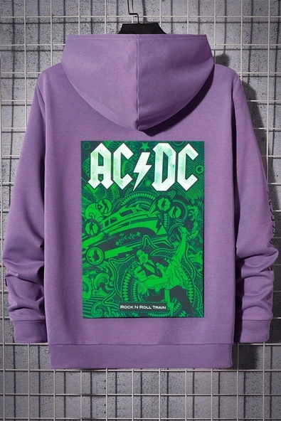 Ac Dc Baskılı Kapüşonlu Sweatshirt - Resim 5