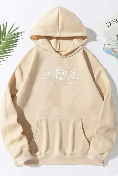 Celestial Sun Moon Baskılı Sweatshirt
