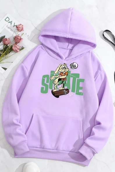 All Day Rabbit Baskılı Sweatshirt - 4