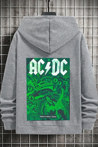 Ac Dc Baskılı Kapüşonlu Sweatshirt - Resim 8
