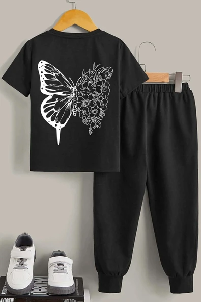 Summer Kids Drawing Butterflies Alt - Üst Eşofman Takımı - 4