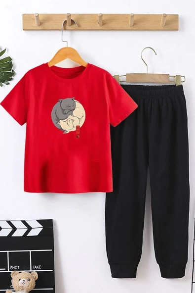 Summer Kids Shinobi Kedi Alt - Üst Eşofman Takımı