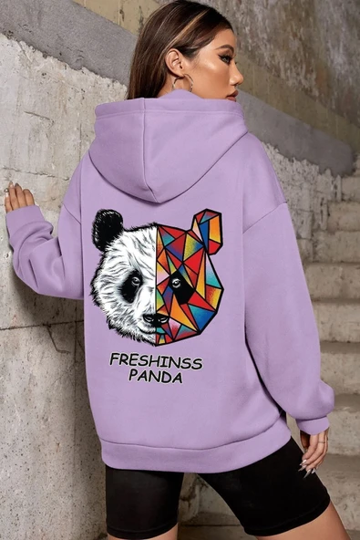 Panda Sırt Baskılı Sweatshirt