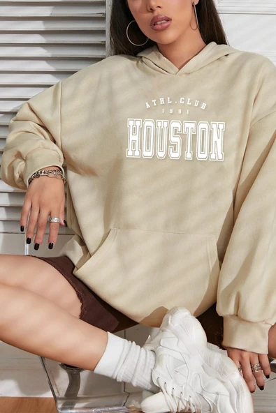Houston Baskılı Sweatshirt - 4