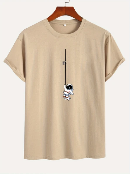 Unisex Mini Astranot Tasarım Basklı Tshirt - 11