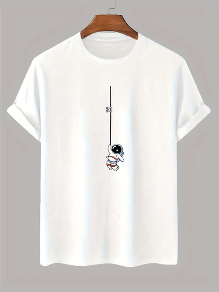 Unisex Mini Astranot Tasarım Basklı Tshirt - 5