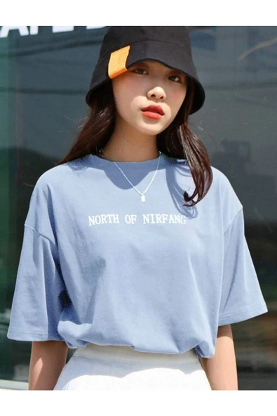 Unisex North Of Nirfang Tasarım Basklı Tshirt
