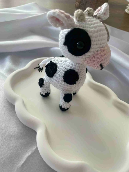 Amigurumi Anahtarlık  El Yapımı İnek 12 cm