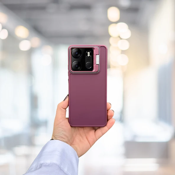 Tecno Spark Go 2023 Standlı İçi Süet Tpu Kılıf Bordo TdrTR