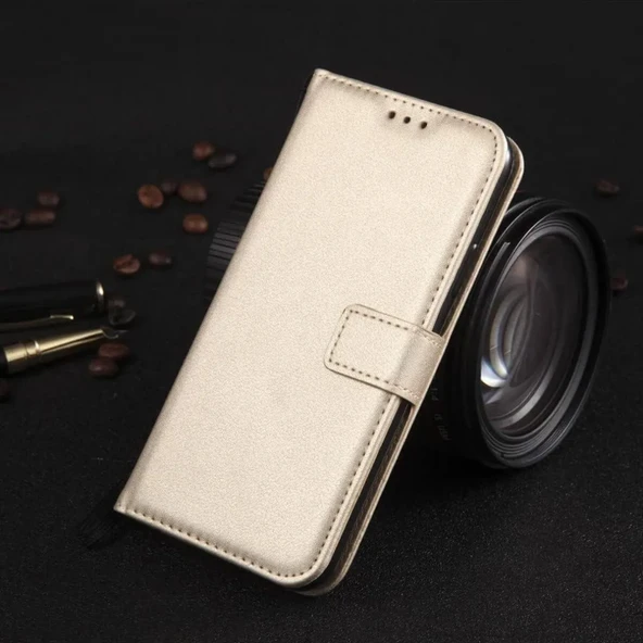 Huawei Y6 2019 Kartlıklı Cüzdan Kılıf (deluxe Wallet Case)  Gold TdrTR
