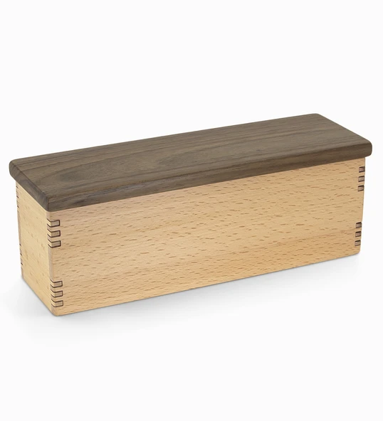 Woodsaka Mutfak İçin Sağlıklı Ahşap Saklama Kutusu - Model 4 - Gürgen & Ceviz - 23.8cm x 6.8cm x 7.5cm - 3