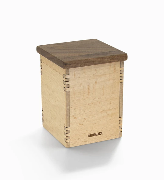 Woodsaka Mutfak İçin Sağlıklı Ahşap Saklama Kutusu - Mini Organizer - Model 4 - Gürgen & Ceviz - 8cm x 9.8cm x 23.5cm