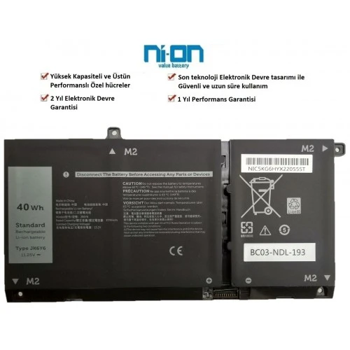 Nion Dell inspiron 5502 uyumlu Notebook Batarya - Pil - 1