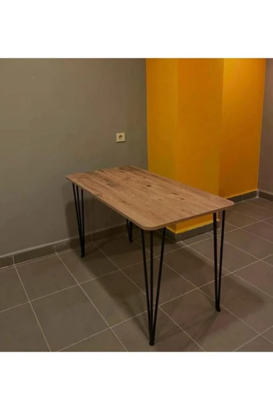 BAMBEDS MOBİLYA 70x110 Çam Metal Ayaklı Masa Mutfak Masası Çalışma Masası Bilgisayar Masası