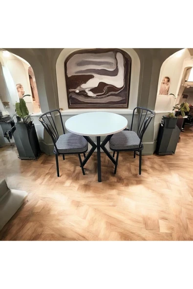 BAMBEDS MOBİLYA 70x70 Beyaz Yuvarlak Masa Ahtapot Ayak Güneş Sandalye 2 Adet - 2