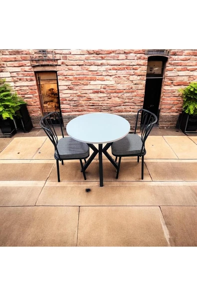 BAMBEDS MOBİLYA 70x70 Beyaz Yuvarlak Masa Ahtapot Ayak Güneş Sandalye 2 Adet - 3