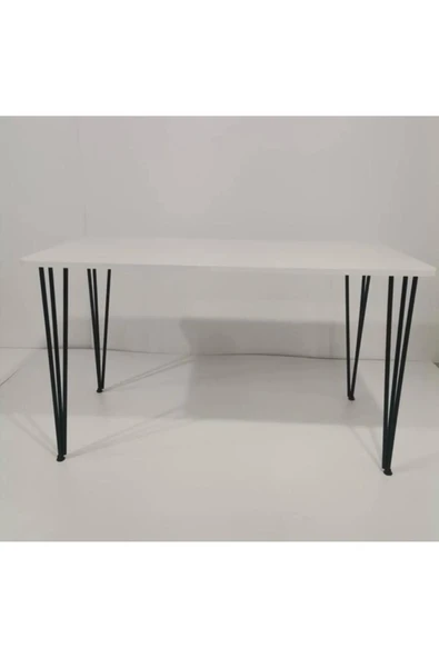 BAMBEDS MOBİLYA 70x110 Beyaz Metal Ayaklı Masa Mutfak Masası Çalışma Masası Bilgisayar Masası