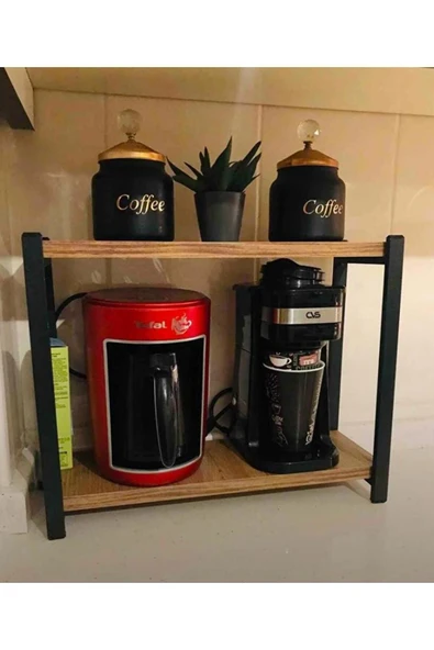 BAMBEDS MOBİLYA Metal Mutfak Tezgah Üstü Organizer 2 Raflı Banyo Mutfak Düzenleyici A.Çam