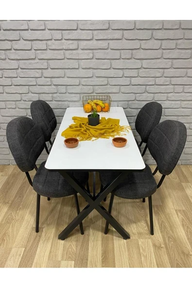 BAMBEDS MOBİLYA Masa Takımı, Yemek Masası, Mutfak Masası, Balkon Masası - 70x110 Beyaz
