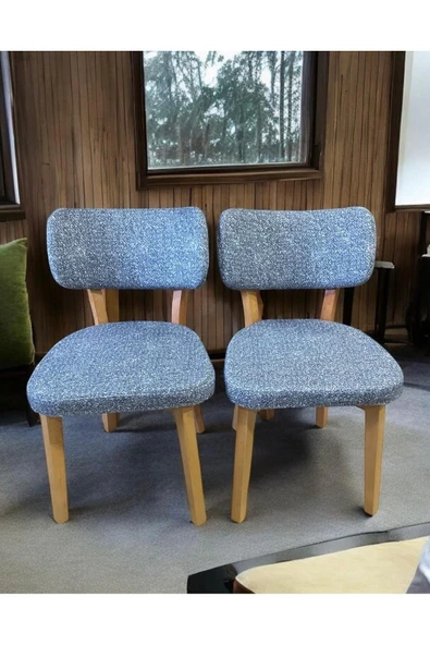 BAMBEDS MOBİLYA Bambeds Mobilya, Wood Bam İskandinav 2li Ahşap Sandalye Gri Mutfak Salon Yemek Odası Sandalyesi