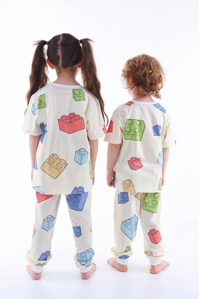 Renk Blokları Desenli Çocuk Pijama Takımı - 5