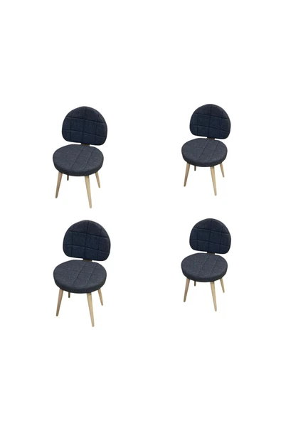 BAMBEDS MOBİLYA 4 Adet Poverty Wood Sandalye Gri Mutfak Salon Yemek Odası Sandalyesi Ahsap Ayak