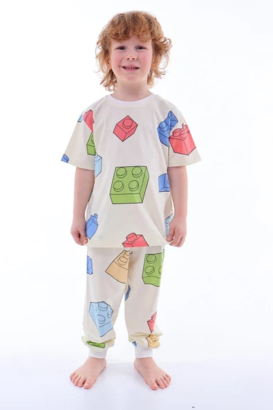 Renk Blokları Desenli Çocuk Pijama Takımı - 3