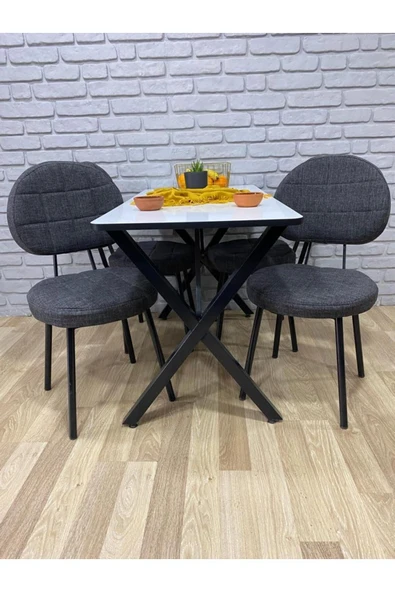 BAMBEDS MOBİLYA Masa Takımı, Yemek Masası, Mutfak Masası, Balkon Masası - 70x110 Beyaz - 2