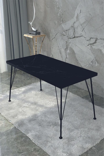 Modelvizyon Delta 120*60dekoratif Siyah Mermer Mutfak Masası