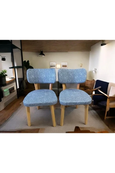 BAMBEDS MOBİLYA Bambeds Mobilya, Wood Bam İskandinav 2li Ahşap Sandalye Gri Mutfak Salon Yemek Odası Sandalyesi - 2