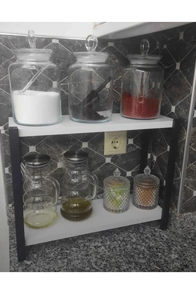 BAMBEDS MOBİLYA Metal Mutfak Tezgah Üstü Organizer 2 Raflı Banyo Mutfak Düzenleyici Beyaz - 2