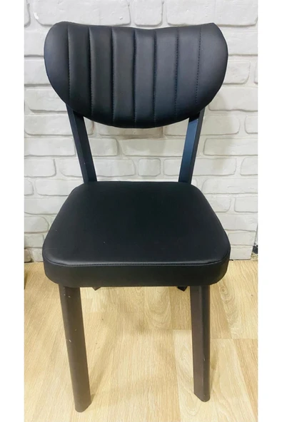 BAMBEDS MOBİLYA 2 Adet Elma Sandalye Deri Mutfak Salon Yemek Odası Sandalyesi Metal Ayak - 2