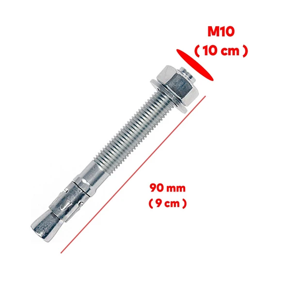 Klipsli Saplamalı Çelik Dübel M12x90 mm Raf Montaj Bağlantı Zemin Monte Tavan Beton Asma Aparat - 2
