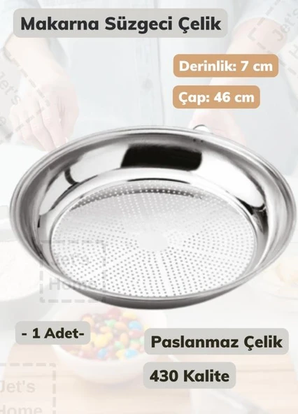 Makarna Süzgeci 46 cm Paslanmaz Çelik Süzgeç İnce