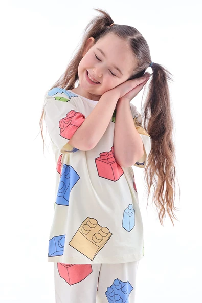 Renk Blokları Desenli Çocuk Pijama Takımı - 2