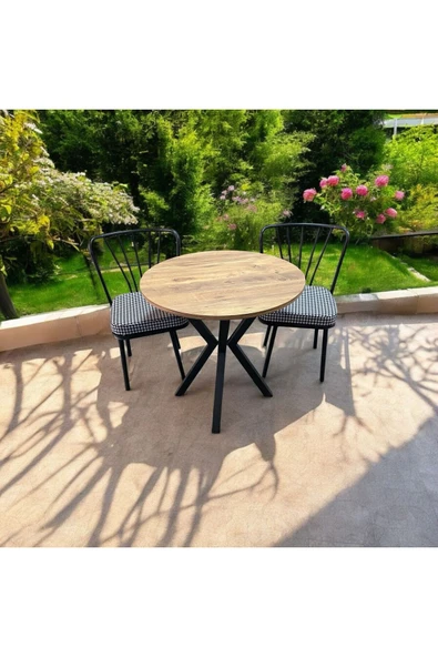 BAMBEDS MOBİLYA 70x70 Çam Yuvarlak Masa Ahtapot Ayak Güneş Sandalye 2 Adet - 3